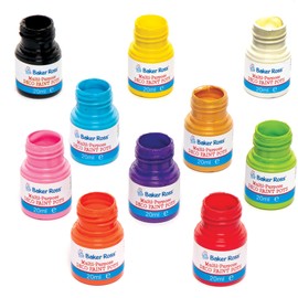 Baker Ross FC133 Multi Purpose Deco Paint Pots - Pack of 10, Paint for Kids, Painting Supplies for Arts and Crafts Projects, Art Sets for Children, Yellow