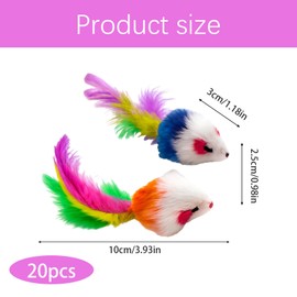 ZPSCXQ 20 Pcs Catnip Toys For Cats, Cat Mouse Toy, Feather Cat Toys, Catnip Toys, Catnip Toy, For Indoor Play, Ideal For Cats & Kittens