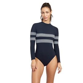 Gottex Women's Standard Free Sport Supernova Long Sleeve High Neck Rashguard one Piece Swimsuit, Black