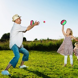 Toyvian Toss And Catch Ball Set Catch Toys Beach Toys Paddle Ball Game Sticky Ball Game Camping Outdle Ball Beach Game Playset for Children Backyards Family Backyards Games