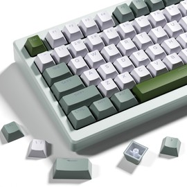 OHY XVX Shine Through Keycaps -133 Keys Cherry Profile Double Shot PBT Keycaps Compatible for 60%/75%/100% Retro Gaming Mechanical Keyboard-Milk Grass Green