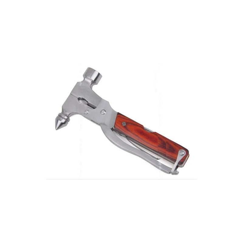 Emergency Escape Hammer & Multi Tool 15 Function Wood Grain