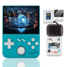 My Mini Handheld Game Console 3.5-in 640*480 IPS OCA Screen RK3326 4000mAh mymini with Portable Case Turquoise Green-64GBVer.