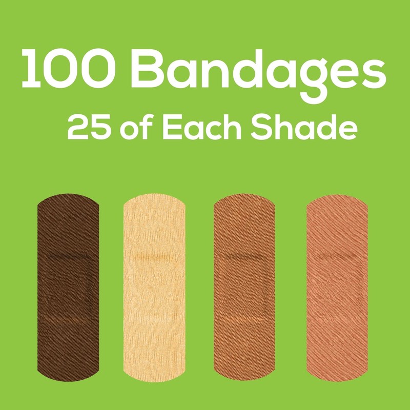 Tru-Colour Skin Tone Shade Fabric Bandages (100 Count) – Flexible,