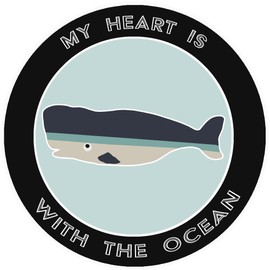Athena Brands Whale My Heart is with The Ocean - Car Truck Window Bumper Graphic Sticker Decal - Black