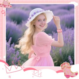 cnomg Western Cowgirl Bracelets Cowgirl Beaded Stretch Bracelets for Women Summer Beach Jewelry Accessories Christmas Birthday Gifts (Pink)