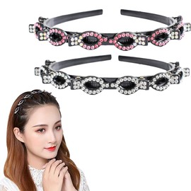 SSyang 2 PCS Hair Hoop Double Bangs Hairstyle Hairpin，Hairpin Headbands Japanese and Korean Hair Band，Women's and Girls' Headwear Everyday Use Hair Accessories(White+Gradient Pink)