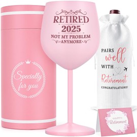 Gtmileo Retirement Gifts For Woman 2025, Retirement Wine Glass, Retired Not My Problem Stainless Steel Wine Glass, Retirement Decorations, Coworker Leaving Gifts, Farewell Gifts, 18 Oz Wine Glass