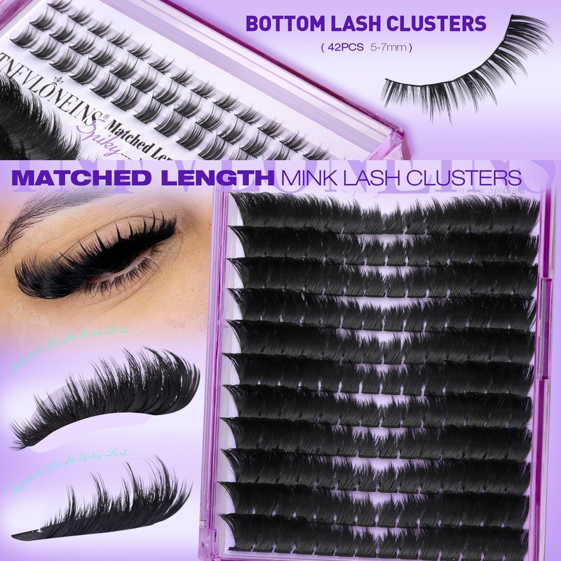 TNFVLONEINS Mink Lash Clusters with Bottom Lashes Spikes Eyelash Clusters