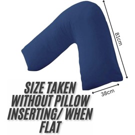 V Shaped Pillowcase Cover - 100% Polycotton V pillowcase cover - Neck & Back Support Orthopaedic Pregnancy Nursing V shape Pillow case cover only | Envelope Closure (Navy Blue)