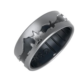 Enso Rings Etched Classic Silicone Rings - Etched Nature Collection - Comfortable and Flexible Design - Summit - Silver/Galaxy - Size 9