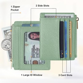 Sodsay Card Case Slim Front Pocket Wallet for Women Credit Card Holder with Keychain(CH Light Green)