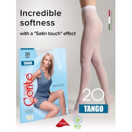 Conte Tights Sheer to Waist Pantyhose with Satin Silky Touch Effect, Tango 20 Den, White (Bianco), Large