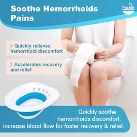 Pochik Pochik Sitz Bath, Sitz Bath for Hemorrhoids, Sitz Bath for Toilet Seat, Postpartum Care, Sits Bath Kit for Women, Collapsible, Drain Holes, Wider Seating Area, Deeper Bowl