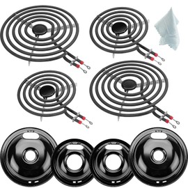 W10290350 W10290353 Black Porcelain Burner Drip Pan Bowls & MP22YA Electric Range Burner Element Unit Set by Cenipar-Compatible with Whirl-pool Frigi-daire Ama-na Range Oven/Stove
