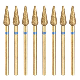sourcing map 8pcs 120-140 Grits Diamond Grinding Bit 4.2mm Bullet-Head 2.35mm Shank 12mm Length Titanium Plated Stone Sanding Drill Bits Rotary Tool for Nails Grinding Polishing