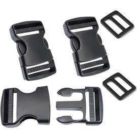 Lunpog Quick Release Buckles, 25mm Double Adjustable Plastic Buckle Clips for Backpack Straps with 2 Adjustable Buckles for Backpack Strap, NO