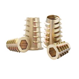 Qrity Pack of 20 Zinc Alloy Hexagonal Thread, M4 x 8 mm Furniture Hex Drive Head Nut with Thread, Ladder-shaped Threaded Insert Nuts