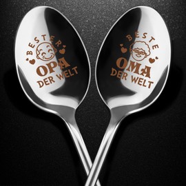 Ziamzra Oma und Opa Geschenke, 2 Stk Kaffeelöffel Löffel mit Gravur-Bester Opa und Oma Der Welt Liebeslöffel Edelstahl Geschenk Oma Geburtstag, Geschenk Opa, Ostern, Valentinsta, Weihnachten Geschenk