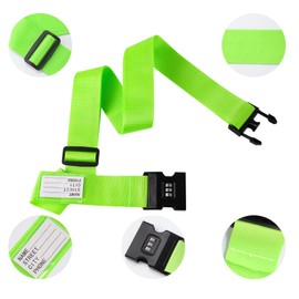 Pack of 2 Suitcase Strap, Suitcase Strap 5 x 200 cm Adjustable Luggage Straps Suitcase Straps Suitcase Strap with Combination Lock for Suitcase Luggage Travel Bag (Green)