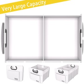 Homeve Homeve Car Trunk Organizer, Car Storage, Reinforced Handles, Collapsible Multi-Compartment Car Organizers, Foldable and Waterproof, 600D Oxford Polyester (White, 2 Compart-Small)