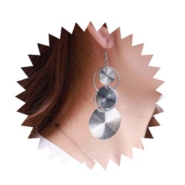 Inilbran Boho Disc Dangle Drop Earrings Vintage Spiral Carved Earrings Gold Circle Triple Long Earrings Geometric Statement Earrings Ethnic Coin Earrings Jewellery for Women and Women, Alloy Steel