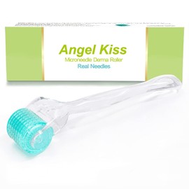 Angel Kiss Derma Roller REAL NEEDLE - 1.0mm Micro Needle Roller for Face Body, 192 Individual Stainless Steel Needles, Best Self Care Skin Roller for Men and Women