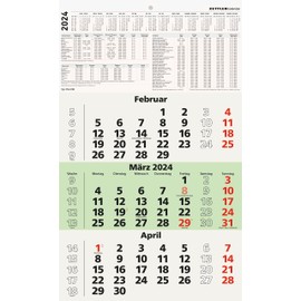 3-Month Calendar Recycled 2024 - 29.7 x 48.8 cm - with Headboard and Date Slider - Blue Angel - Multimonth Planner - 956-0700