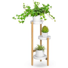 Wisuce Bamboo Plant Stands Indoor, 3 Tier Plant Stand Tall Corner Plant Stand Holder & Plant Display Rack for Outdoor Garden Indoor Home (3 Tier -1)