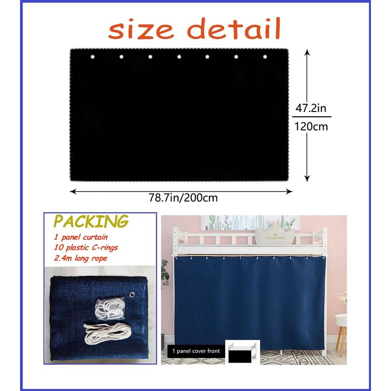 Teanea Solid Bottom Bunk Bed Blackout Curtains Privacy Cloth Single