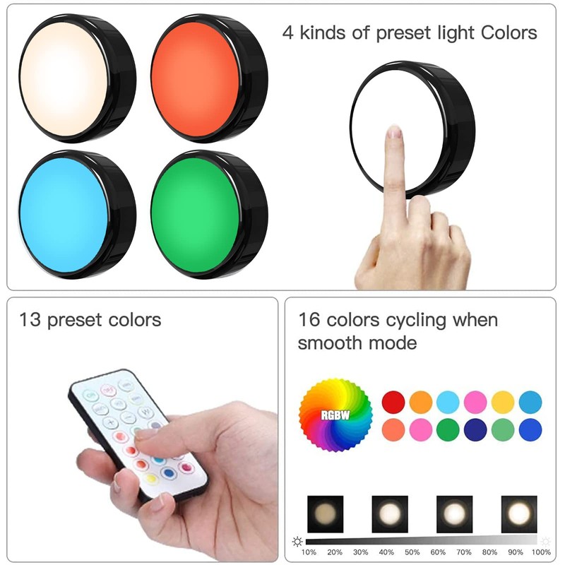 HELPLEX LED Puck Lights with Remote, 12 Pack Color Changing