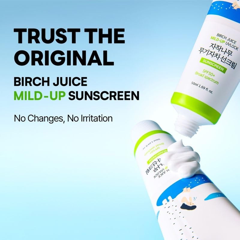 Protector solar Mild up de Birch Juice, protección solar UV