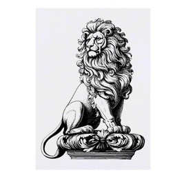 'Vintage Ornate Lion' Temporary Tattoo - Water Resistant, Skin-Safe, Non-Toxic Transfer (TO00083107)