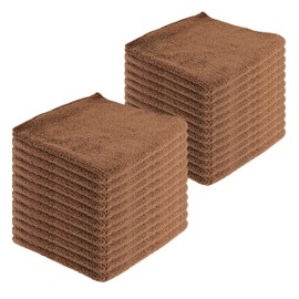 JD Homease Microfiber Cleaning Cloths,24 Pack, 16"x16", All-Purpose, Softer, Highly Absorbent, Lint-Free, Reusable, Washable Pro Towels, Brown, for House, Kitchen, Bathroom, Car, Office