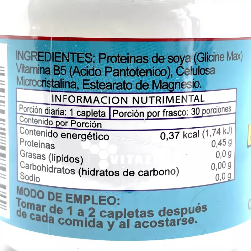 Riket Vitamina B5 Ácido Pantoténico 30 Capletas De 400 Mg
