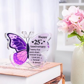 Silver Wedding Anniversary Unique Gifts, 25th Anniversary Wedding Gifts for Couple, Silver Anniversary Romantic Gifts for Husband Wife, 25th Wedding Anniversary Decorations, Acrylic Plaque