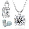 KRKC&CO Moissanite Necklace for Women, Sterling Silver Lab Created Solitaire