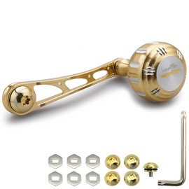 HEIGHTEN 75mm Reel Handle with 35mm Handle Knob, Compatible with Shimano (SHIMANO), Daiwa (DAIWA), Abu (Abu) Bait Reel, Arch Hammer Series (Gold & Silver) (276)