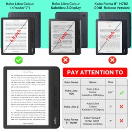 Fit for Kobo Libra H2O Case e-Reader, Lightweight Premium PU Leather Protective Cover with Auto Sleep/Wake, Black. (Orange, One Size)