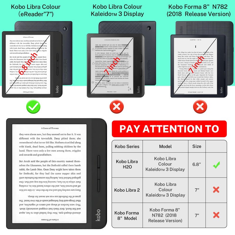 Fit for Kobo Libra H2O Case e-Reader, Lightweight Premium PU