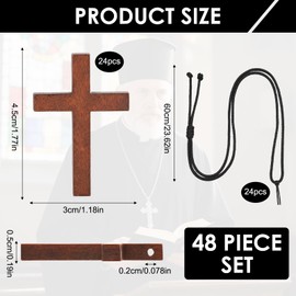 PLKDJDM Wood Cross Necklace Bulk for Easter Bible Verse Party Favor, Wooden Crosses Pendants Necklaces for Christian Gifts,Wooden Crucifix Pendant Necklace for Women and Men