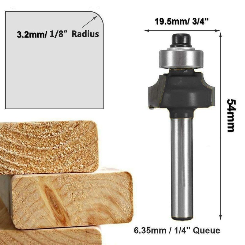 LUMBER JACK 4 Piece Round Over Router Bits 1/4 Shank,