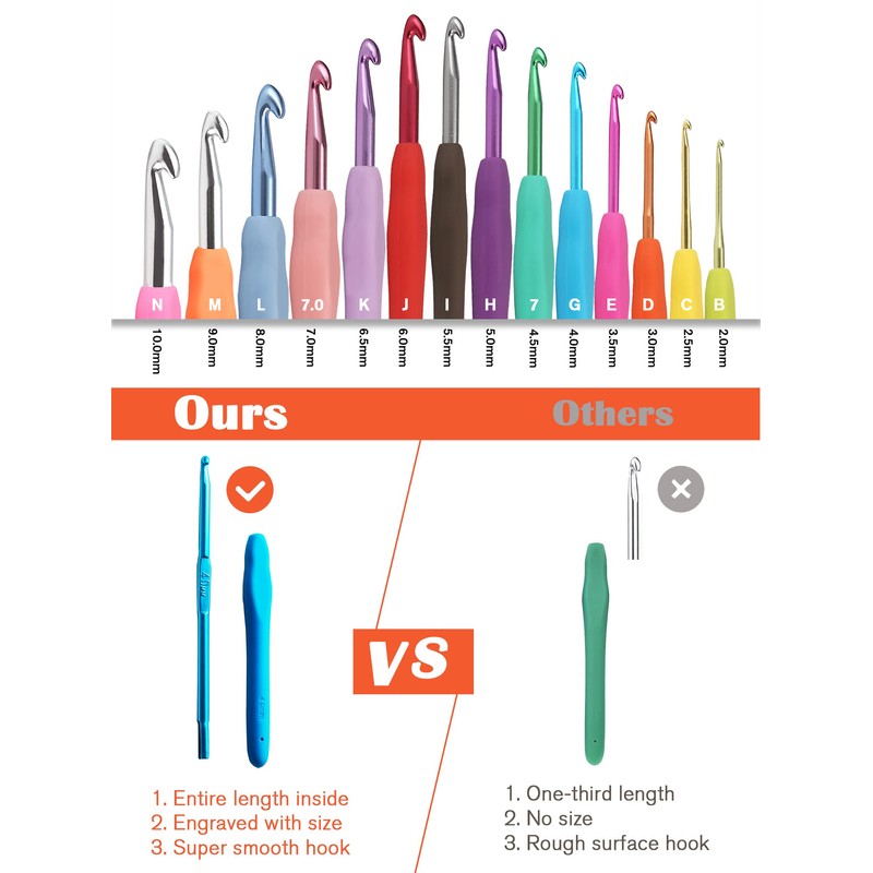 4mm Crochet Hook, Supers Smooth 4 mm Ergonomic Crochet Hooks