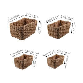 CHILDWEET 4pcs Handwoven Storage Baskets for Versatile Home Organization Woven Bins for Magazines Toiletries and Sundries for Bathroom and Office Use