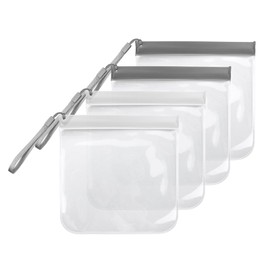 FuninCrea 4PCS Clear Travel Toiletry Bag, 20 x 20cm Airport Security Sealing Liquid Bag Clear Bag Waterproof Toiletry Bag for Women Men Portable Small Makeup Bag Pouch Travel Essential (White+Grey)