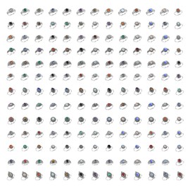 Silver Carats 20-Piece Pack of Chic Stacking Rings | Silver-Plated Bohemian Style | Natural Crystals and Assorted Designs for Ladies