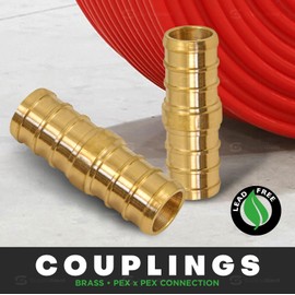 Supply Giant FQDQ0058-OM x PEX Straight Coupling Barb Pipe Fitting, 5/8'', Brass, 38