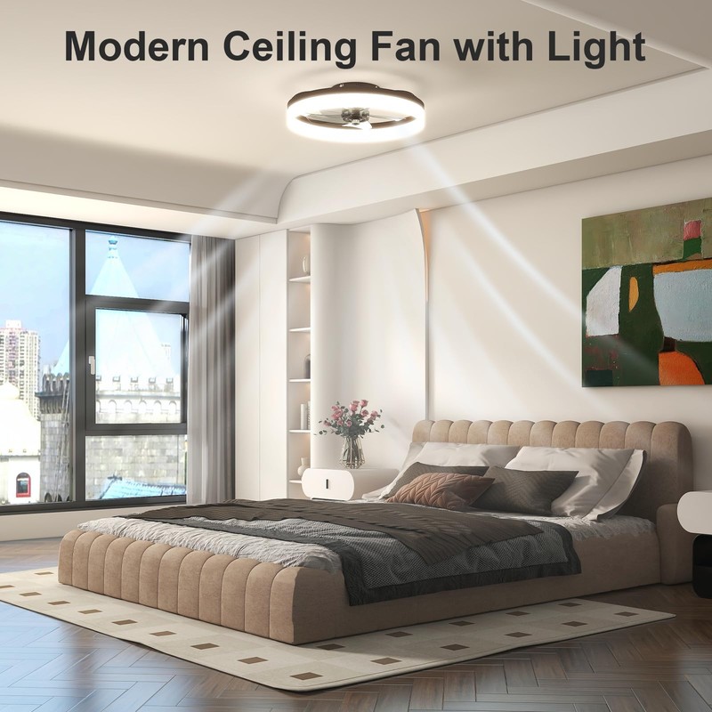 VOLISUN Low Profile Ceiling Fans with Lights and Remote, 19.7in