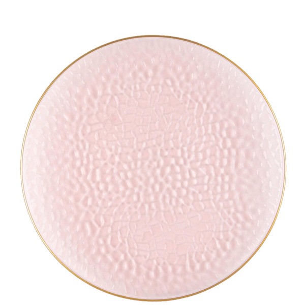 EcoQuality 9" inch Round Hammered Translucent Pink Plastic Plates with