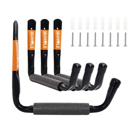 HUHOLE 4 Pack Garage Storage Hooks Heavy Duty – 9.8" Extra Large Jumbo Arm Wall Mount Hangers for Kayak, Ladder, Canoe, Snowboard & Folding Chairs – 70lbs Capacity Utility Organizer Rack (Black)
